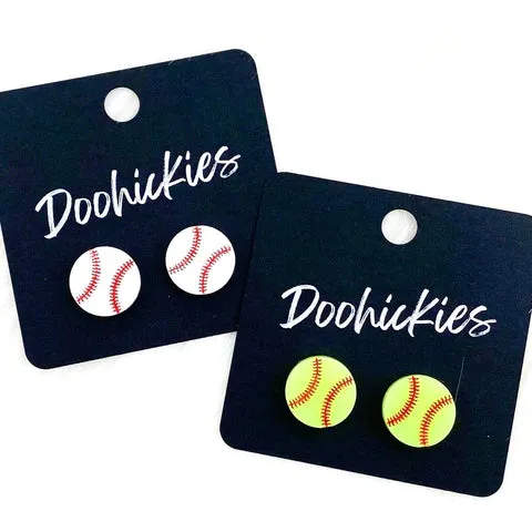 13mm Ball Studs - Softball Earrings