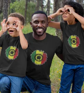 1sttheworld T-Shirt - Flower Flag Senegal T-Shirt Black A35