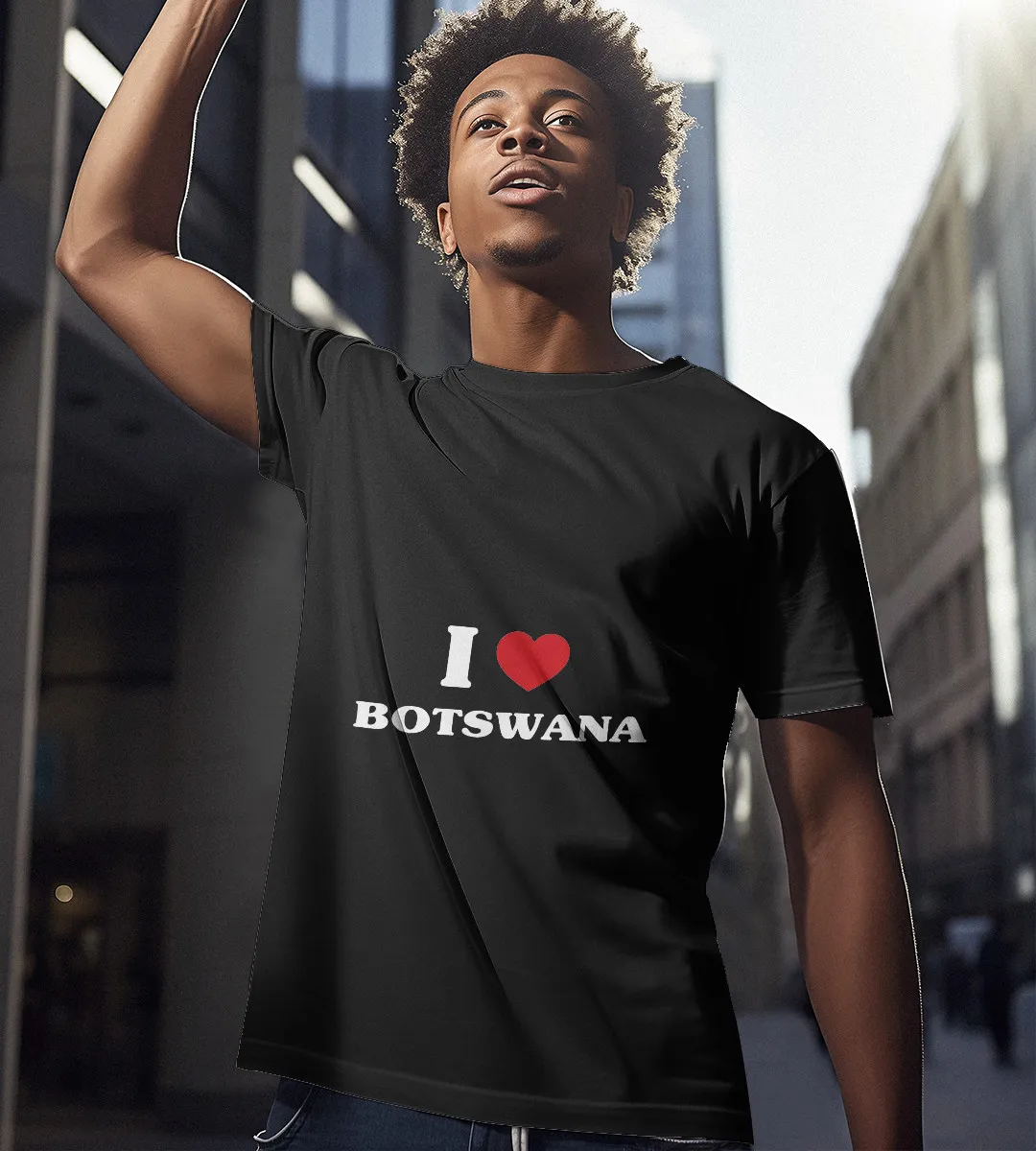 1sttheworld T-Shirt - I Heart Botswana T-Shirt Black A35