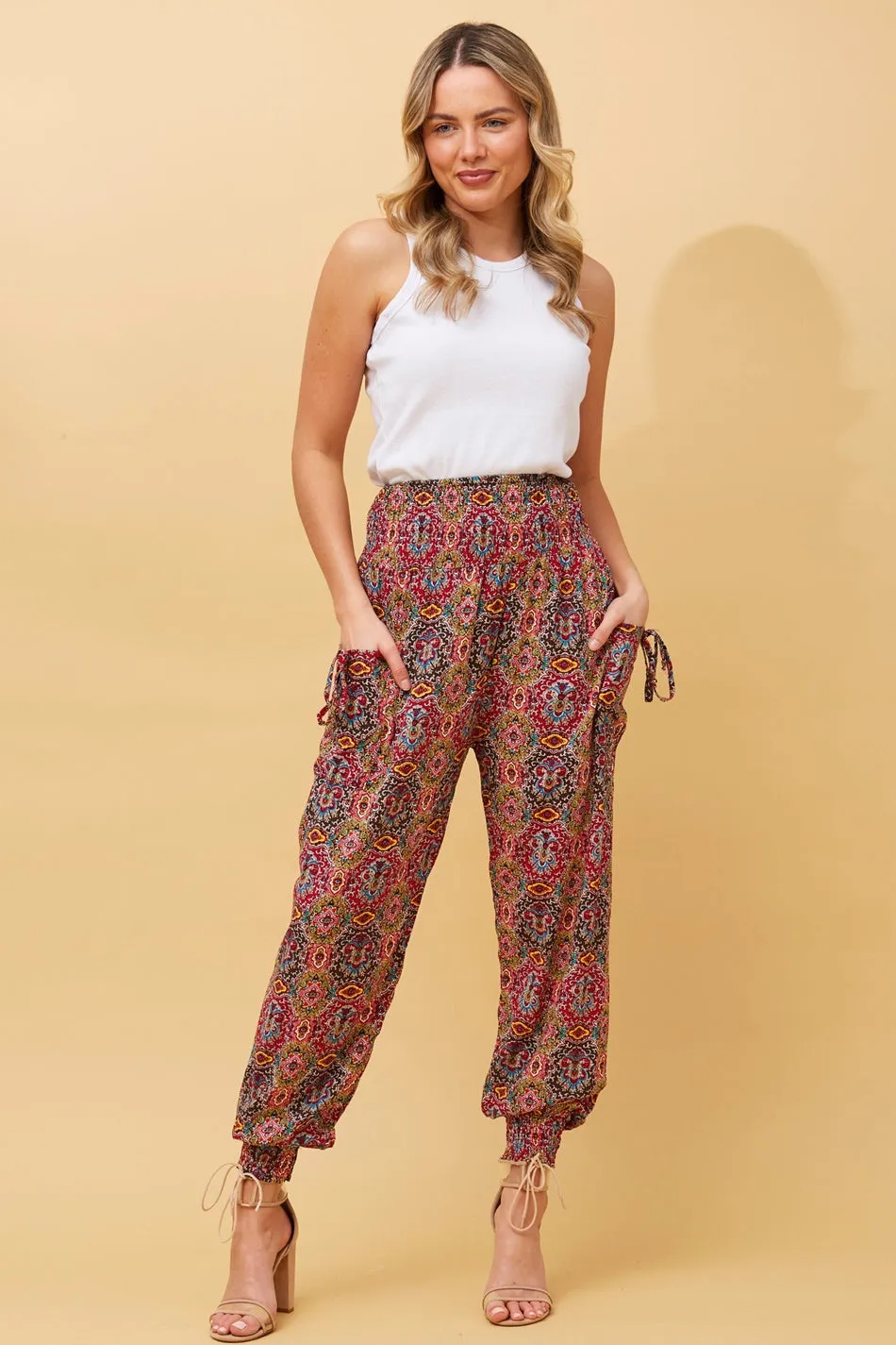 ABSTRACT PRINT BOHO HAREM PANTS