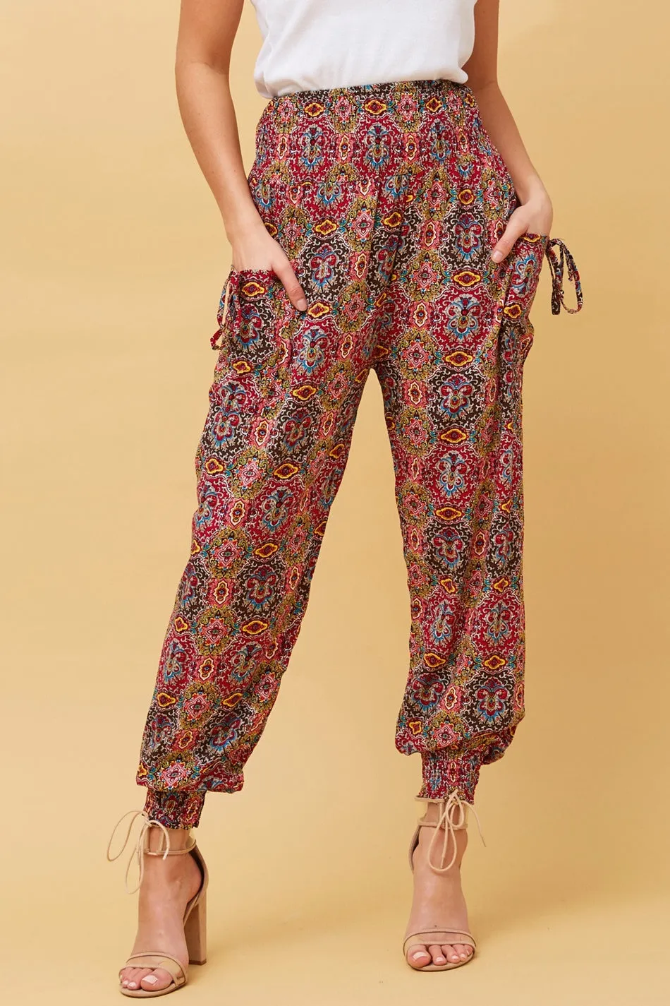 ABSTRACT PRINT BOHO HAREM PANTS