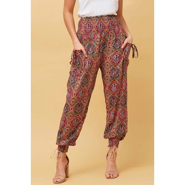 ABSTRACT PRINT BOHO HAREM PANTS