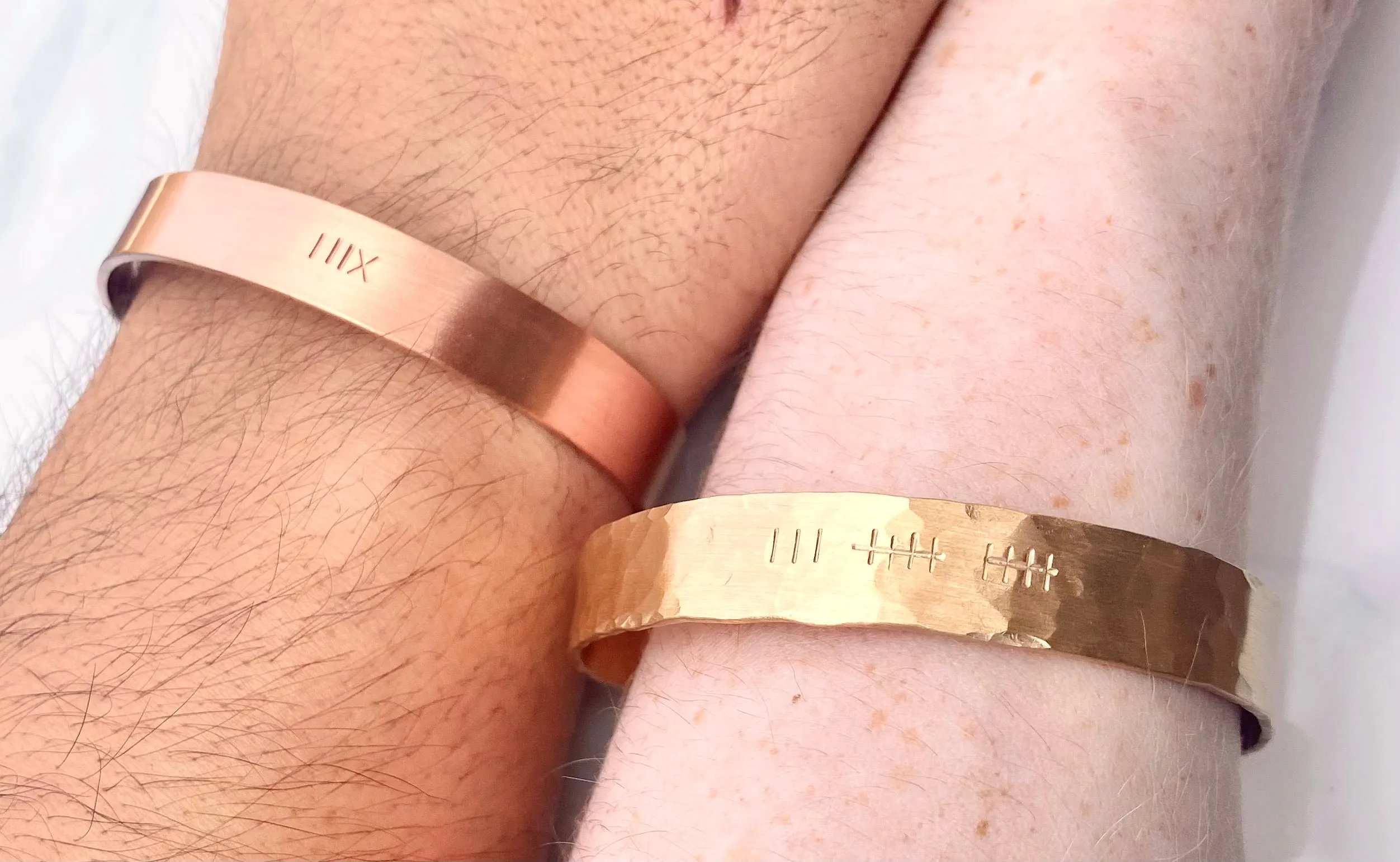 Anniversary Cuffs, Tally Mark Cuff, Roman Numeral Bracelet