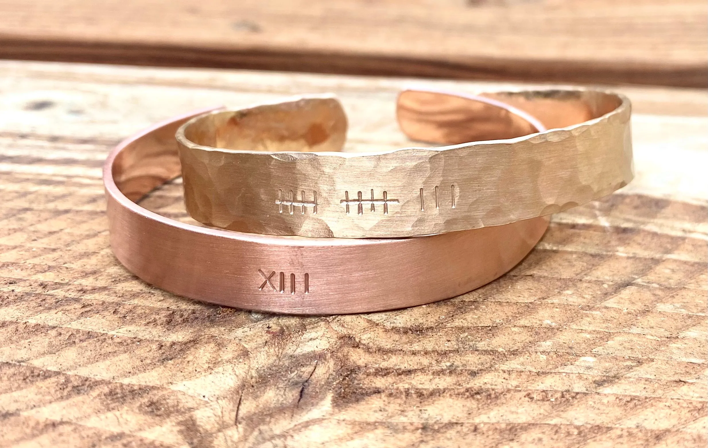 Anniversary Cuffs, Tally Mark Cuff, Roman Numeral Bracelet