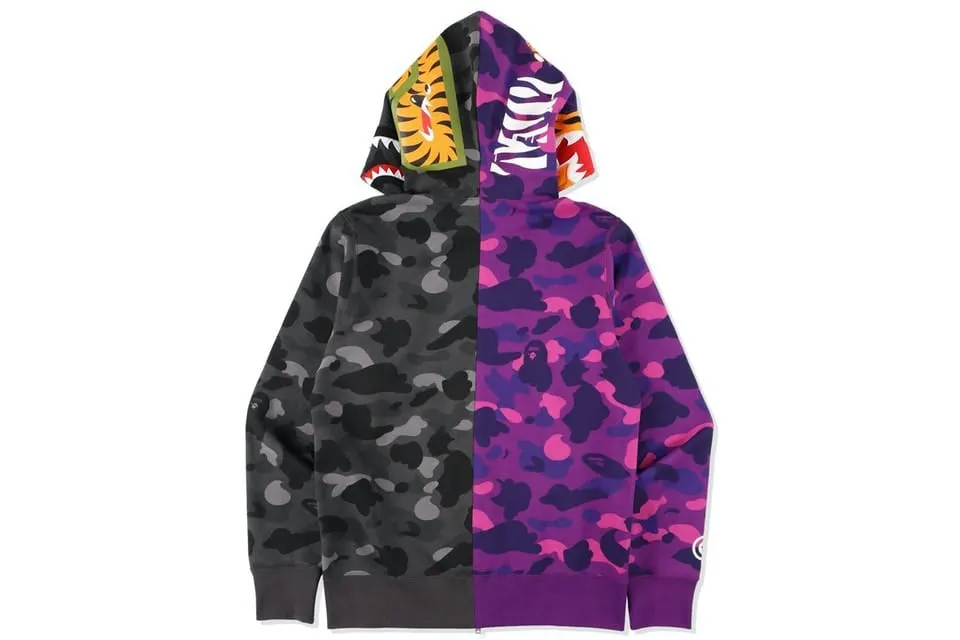 BAPE COLOUR CAMO TIGER SHARK HALF FULL ZIP HOODIE