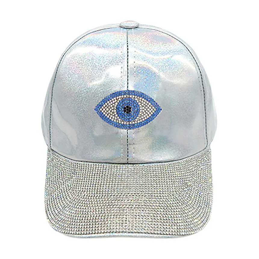 Beautiful Bling Evil Eye Accented Baseball Cap