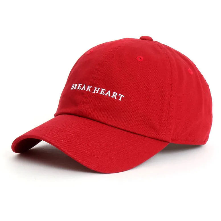 Breakheart Typo Embroidery Baseball Caps Hats Unisex Mens Womens 100% Washed Cotton Adjustable Korean Style Fashion Accessories