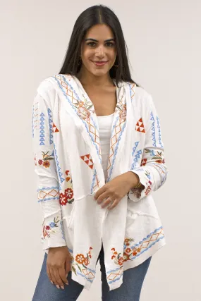 Caite Sia hoodie, open-front embroidered