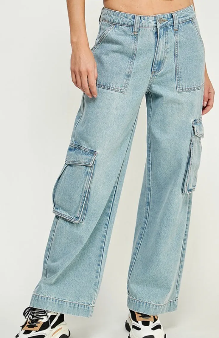 Cargo denim pants