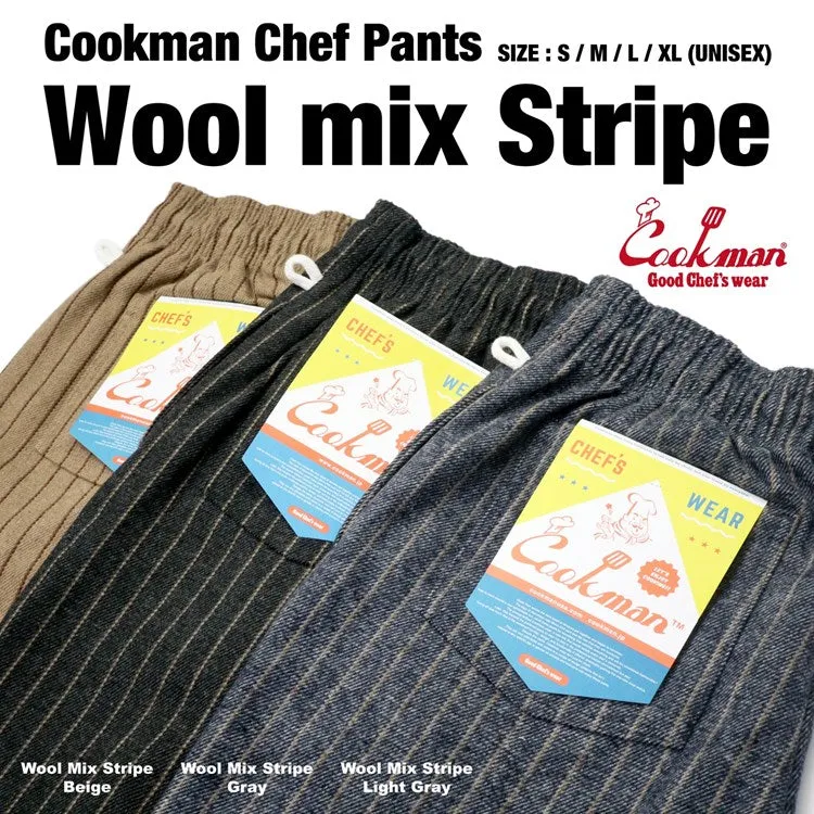 Cookman Chef Pants - Wool Mix Stripe : Light Gray