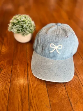 Denim Bow Baseball Cap