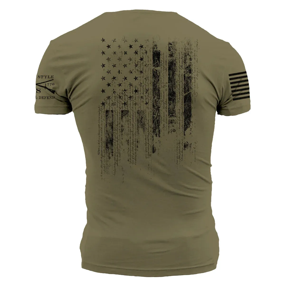 Grunt Style 1776 Flag T-Shirt - Military Green