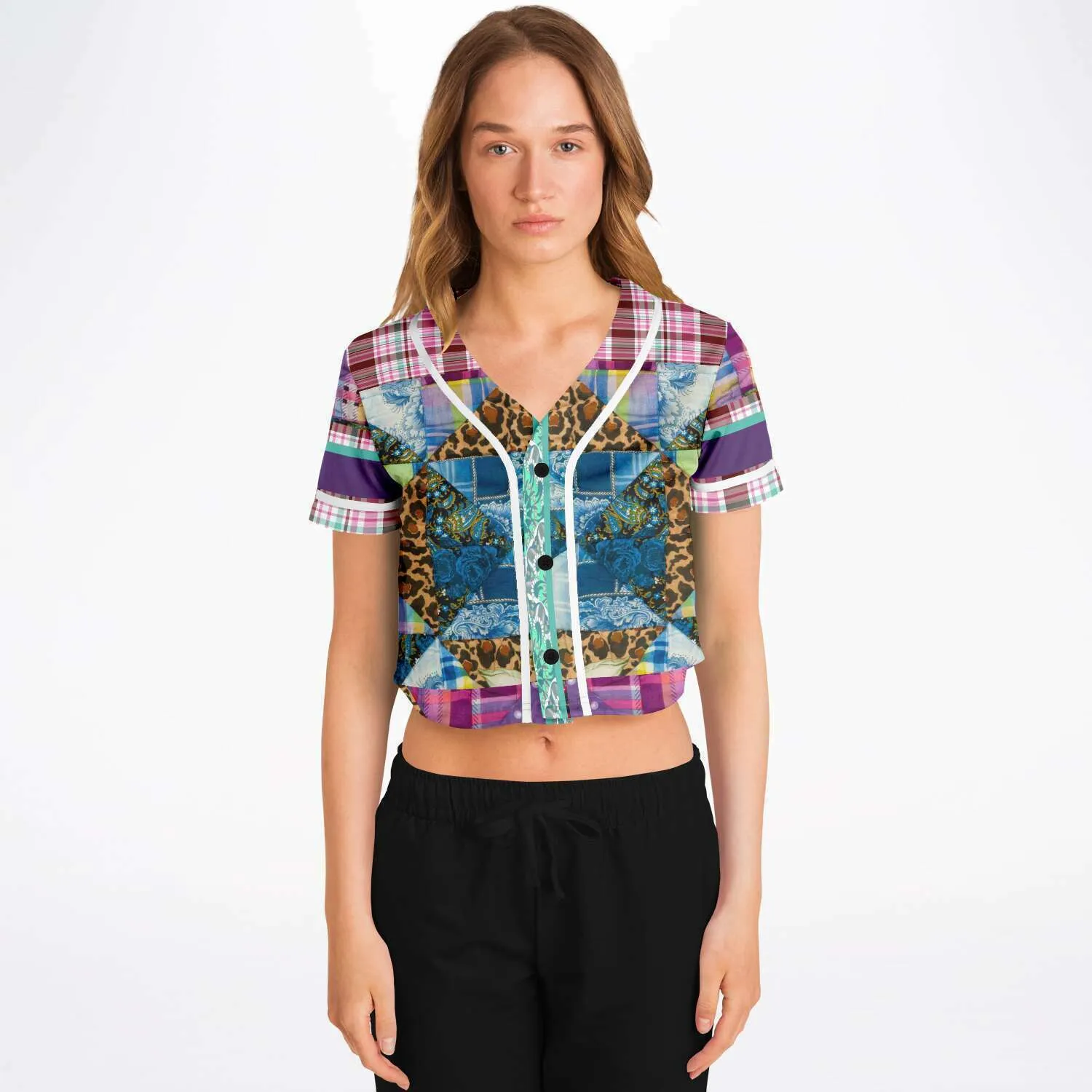 Gypsy Queen Purple Cropped Button Front Jersey