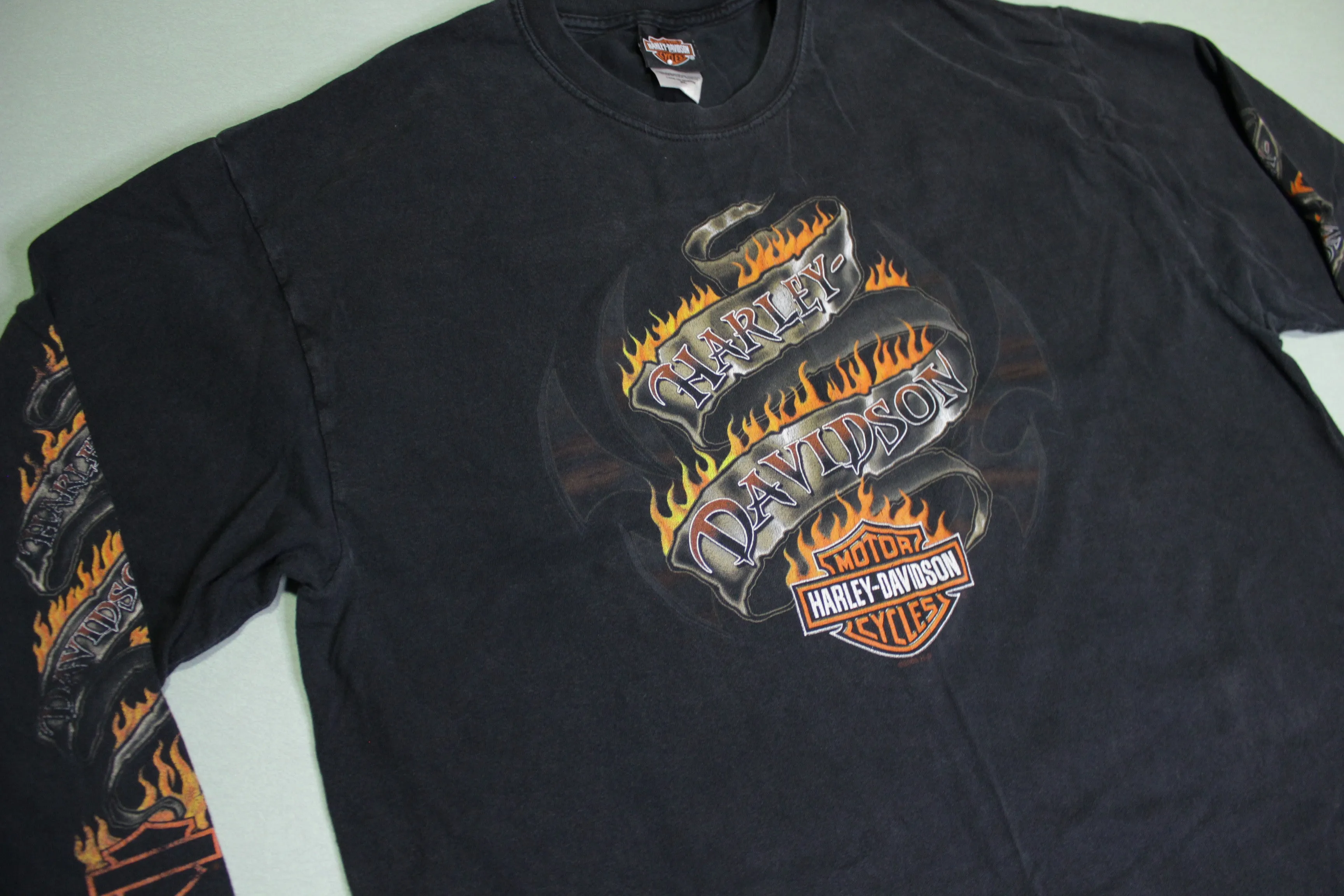 Harley Davidson Vintage 2006 Rough Riders Long Sleeve Made in USA Mandan T-Shirt