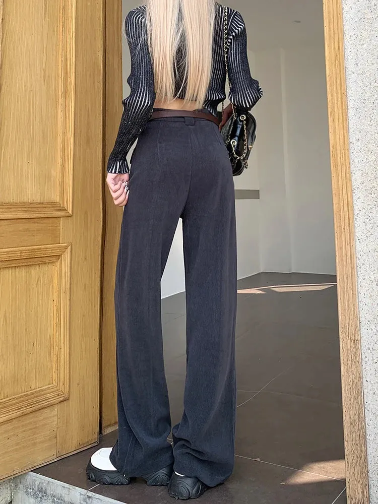 High Waist Corduroy -Trousers With Wide Legs