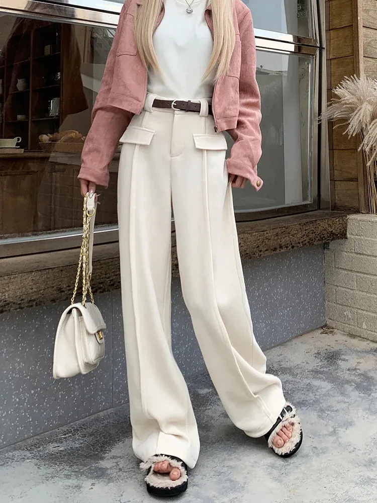 High Waist Corduroy -Trousers With Wide Legs