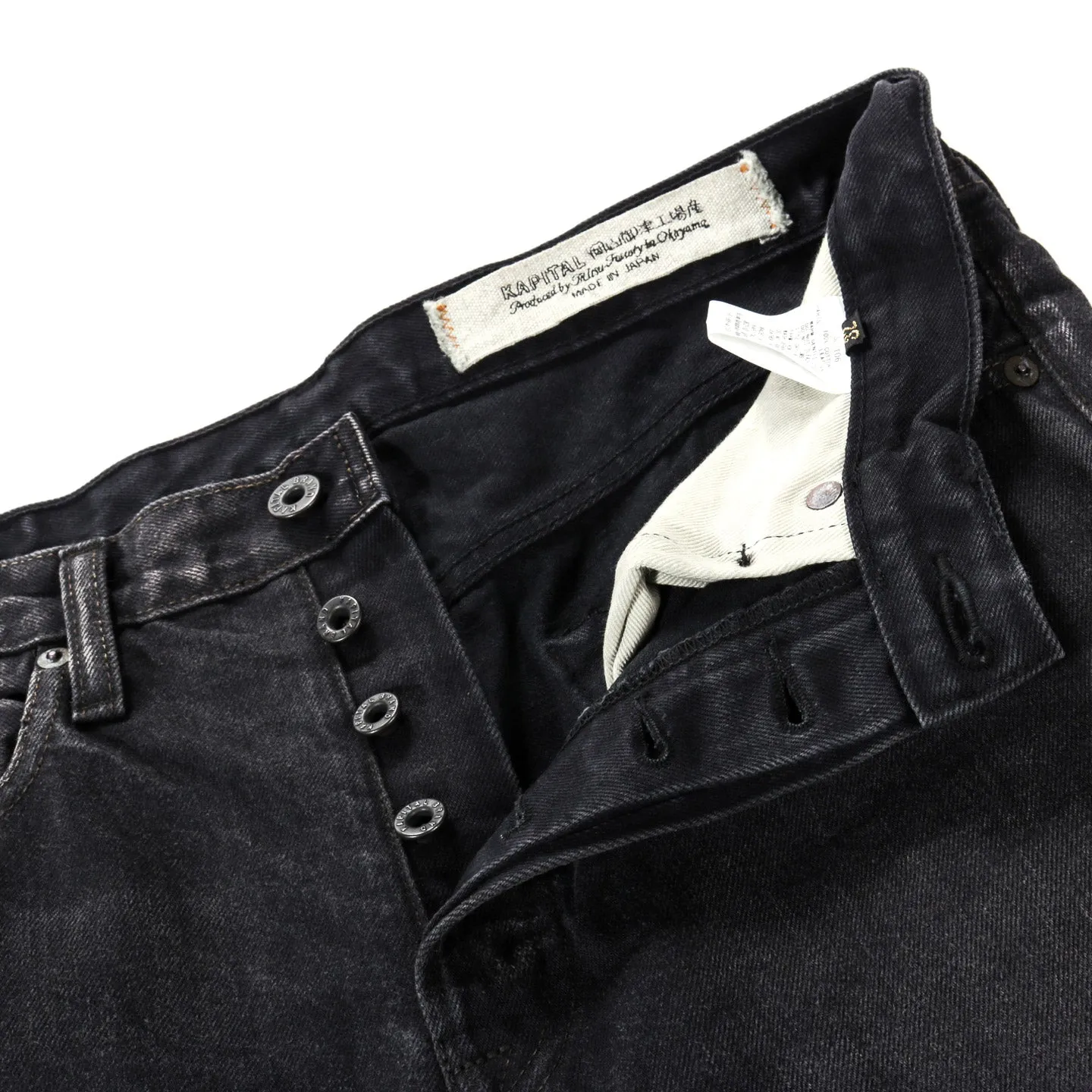 KAPITAL 14OZ BLACK X BLACK DENIM 5P MONKEY CISCO PRO