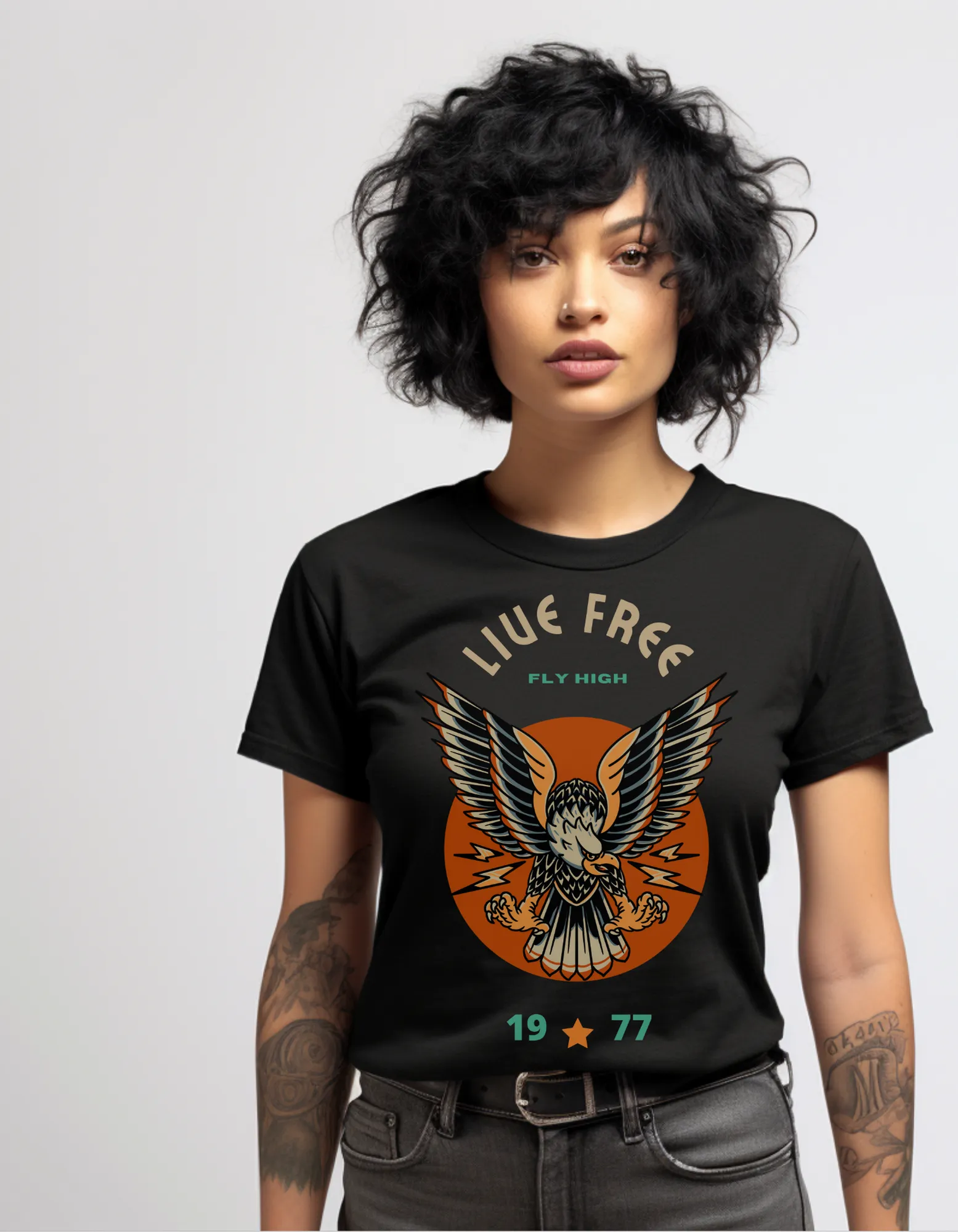 Live Free Tattoo T-shirt / Traditional Tattoo Tee Shirt / Punk Rock Clothing Tshirt Rockabilly Psychobilly Freak Goth