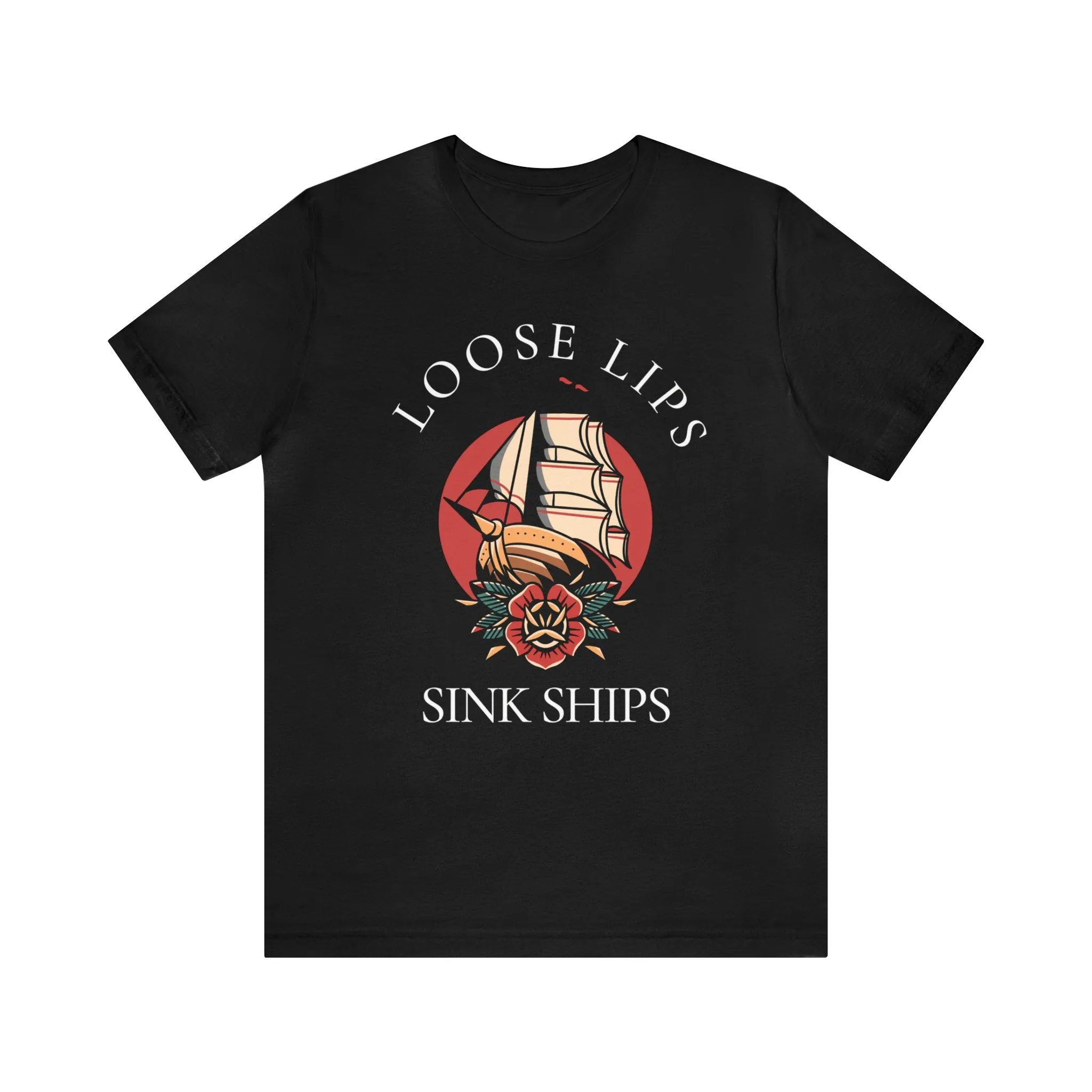 Loose Lips Sink Ships Tattoo T-shirt / Traditional Tattoo Tee Shirt / Punk Rock Clothing Tshirt Rockabilly Psychobilly Freak Goth