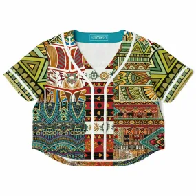 Mother Lode African Print Cropped Button Front Jersey