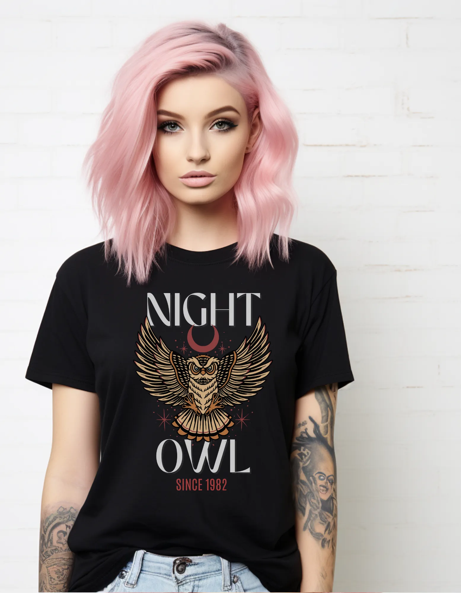 Night Owl Tattoo T-shirt / Traditional Tattoo Tee Shirt / Punk Rock Clothing Tshirt Rockabilly Psychobilly Freak Goth