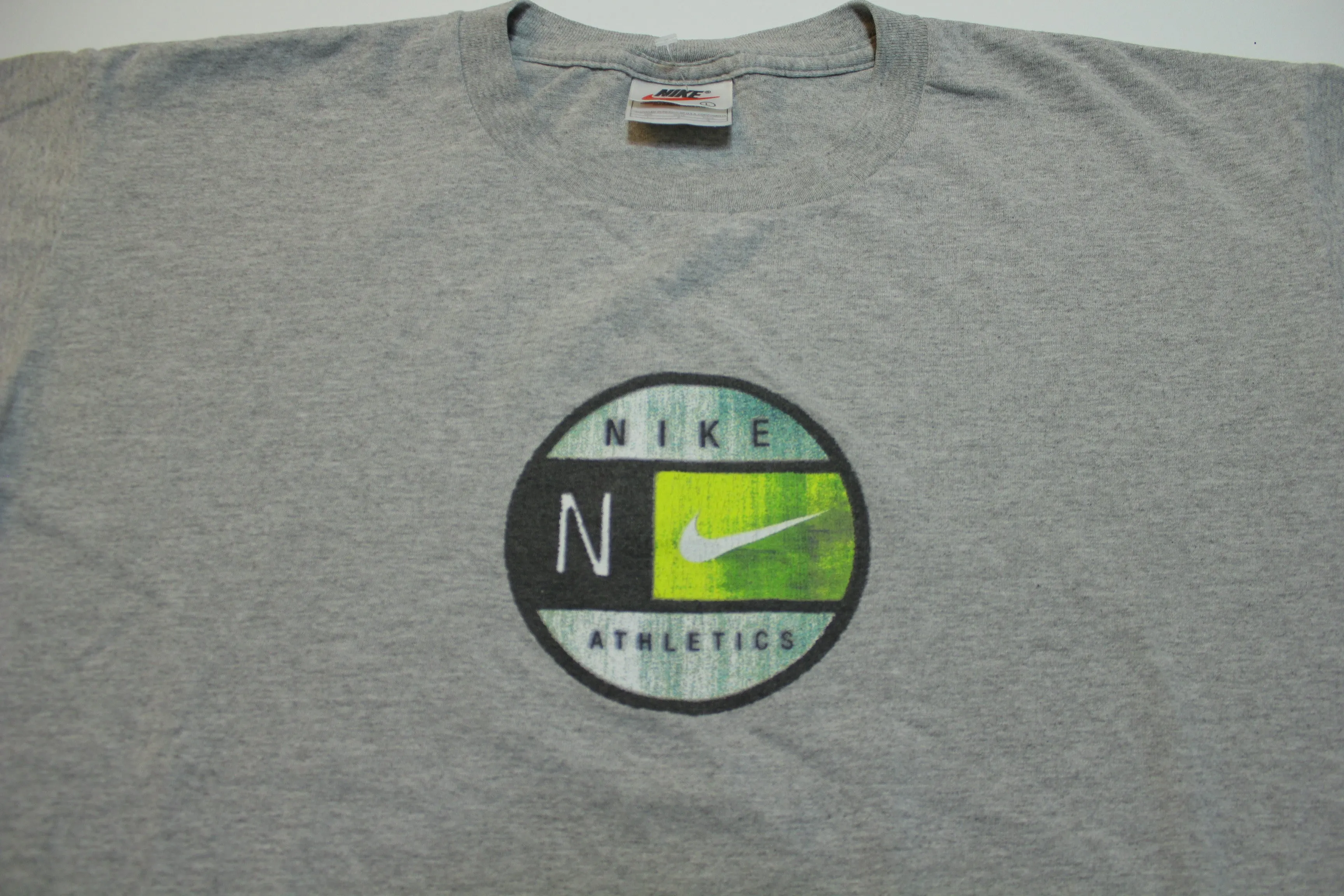 Nike Athletics Vintage 90's Heathered Gray White Tag Center Logo T-Shirt