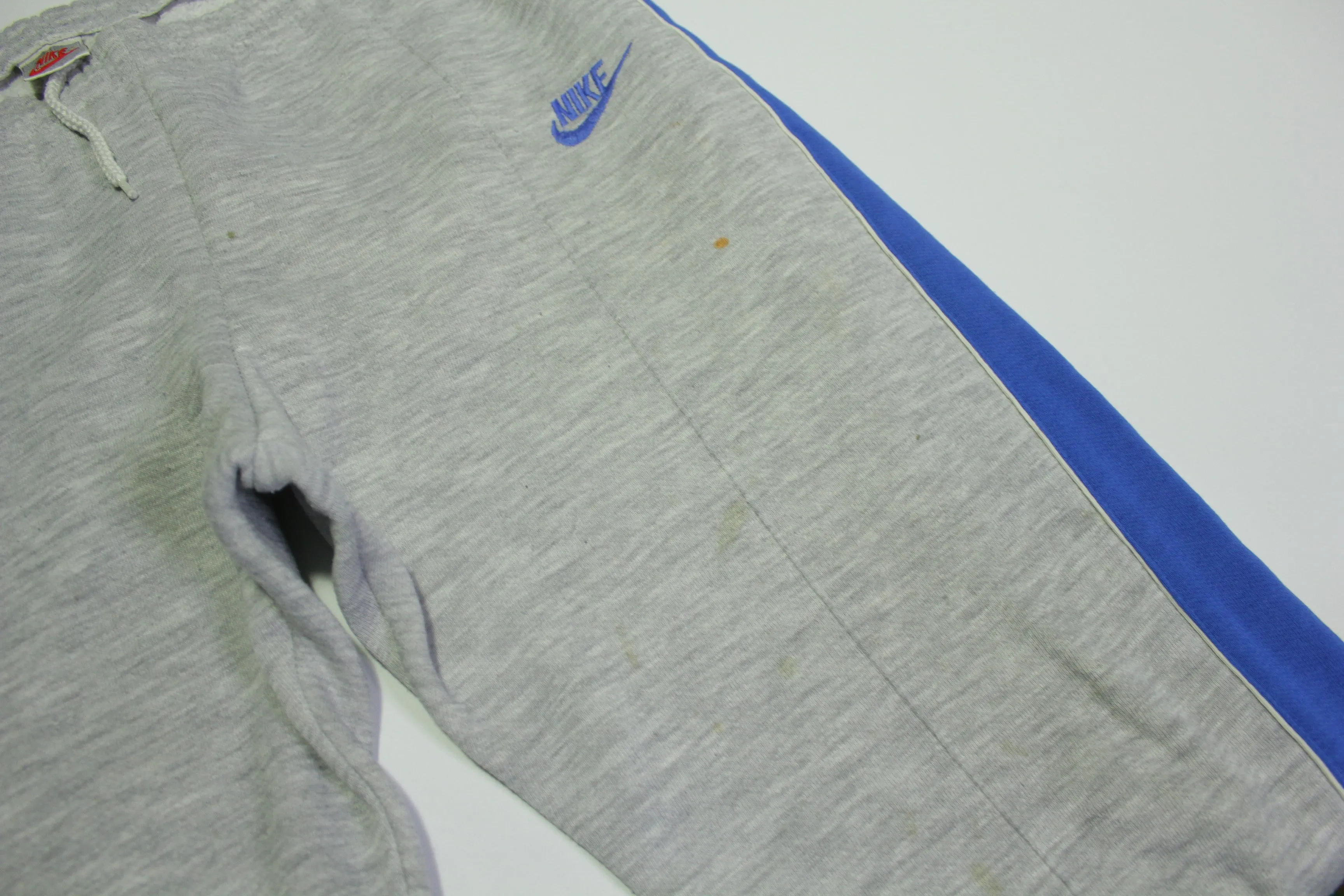 Nike Vintage 90's Heathered Gray Blue Striped Distressed Hoodie Track Sweats Pants