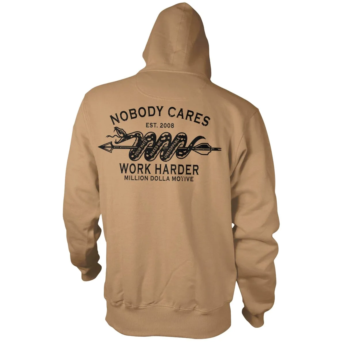 Nobody Cares Work Harder - Old Gold Hoodie Sweatshirt