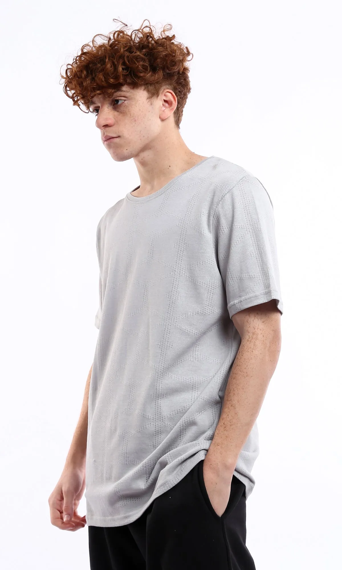 O178559 Short Sleeves Perforated Lightweight Grey Tee