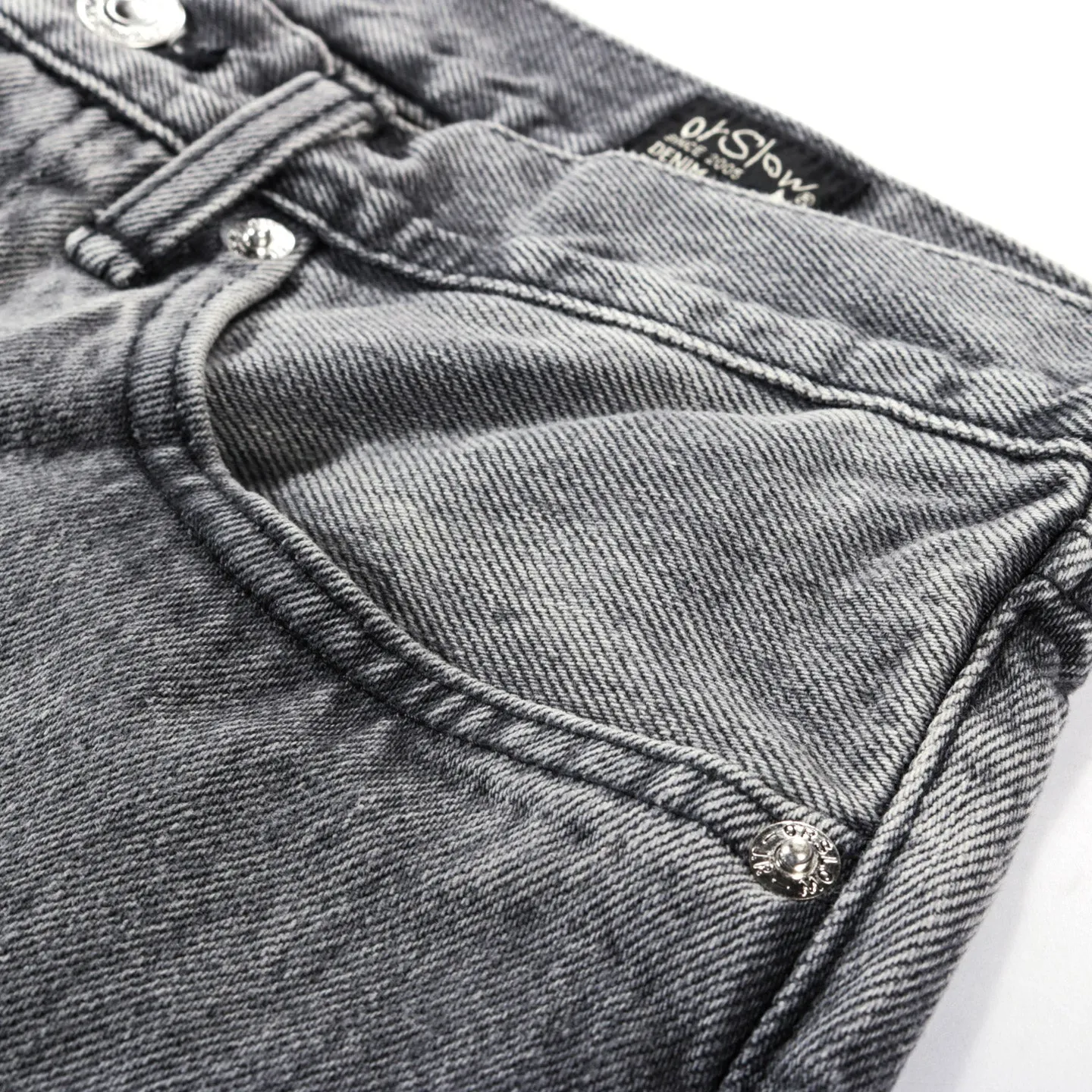 ORSLOW 107 IVY FIT BLACK DENIM BLEACH