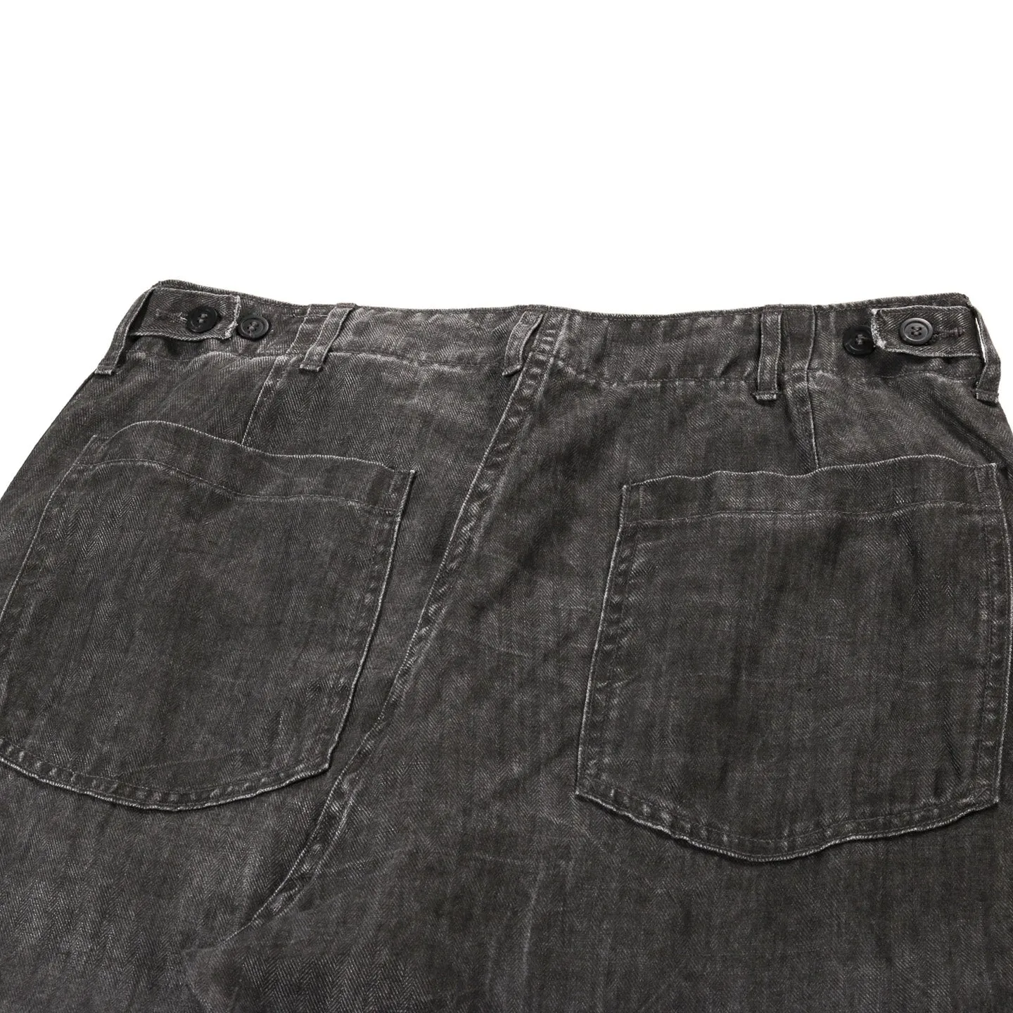 ORSLOW SUMI DYED LINEN SUMMER FATIGUE PANTS CHARCOAL GRAY