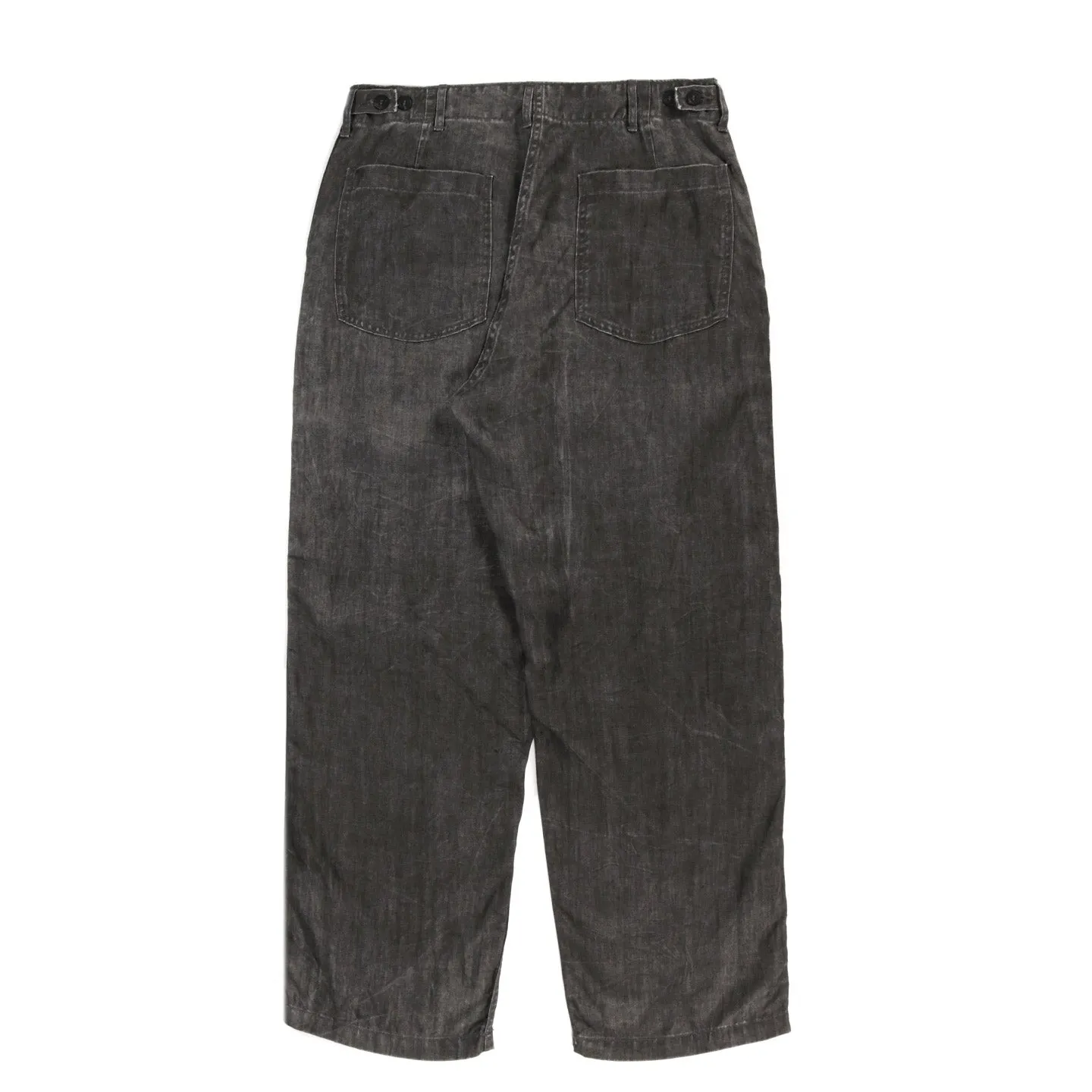 ORSLOW SUMI DYED LINEN SUMMER FATIGUE PANTS CHARCOAL GRAY