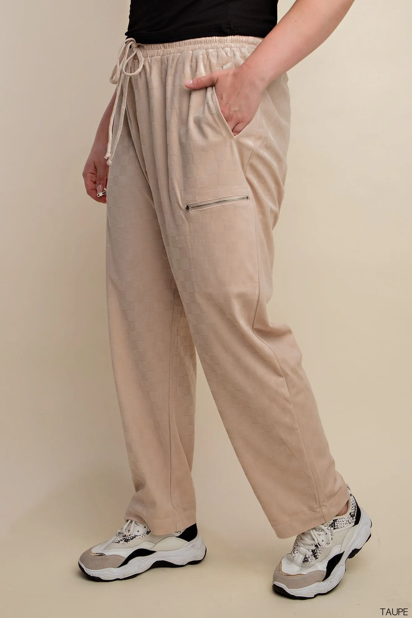 #P856 Checker Velvet Burnout Jogger Pants