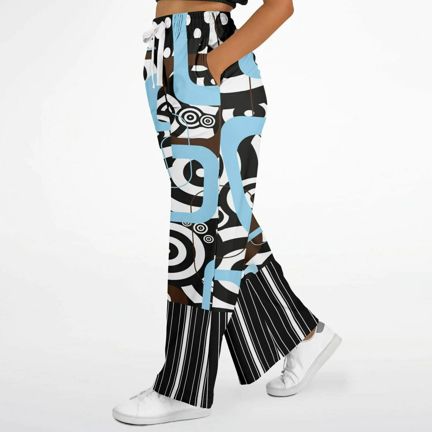 Pacific Palisades Retro Print Eco-Poly Stretchy Phat Bellbottoms