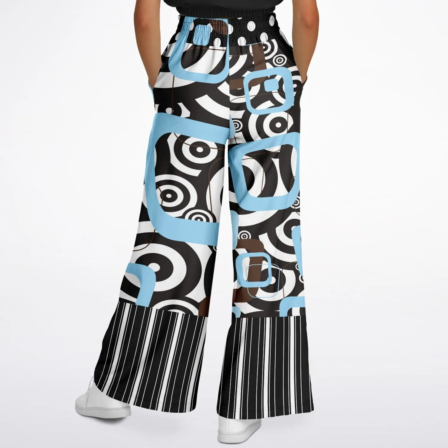 Pacific Palisades Retro Print Eco-Poly Stretchy Phat Bellbottoms