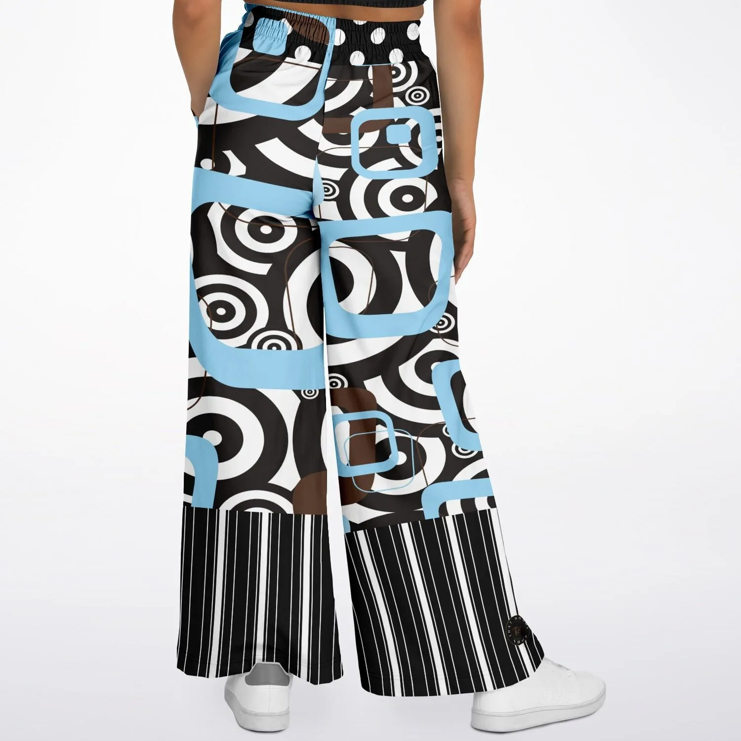 Pacific Palisades Retro Print Eco-Poly Stretchy Phat Bellbottoms