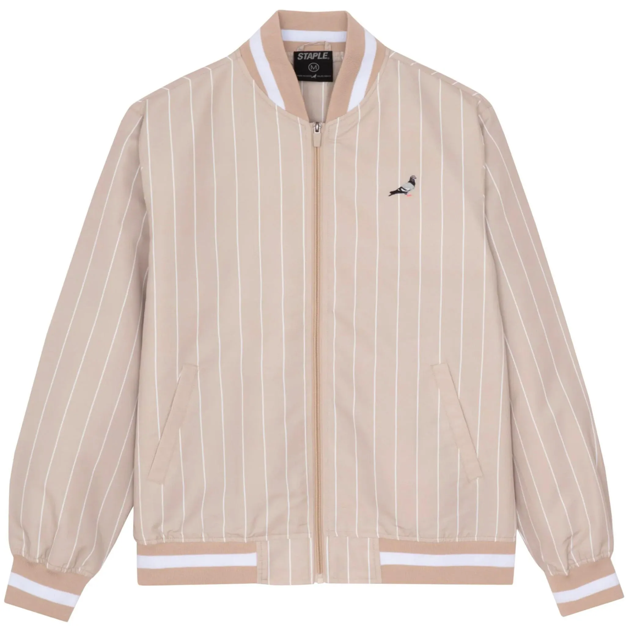 PINSTRIPE BASEBALL JACKET (STONE)