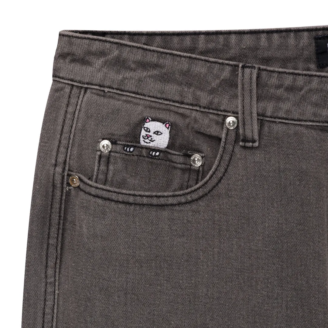 RIPNDIP LOS FELIZ DENIM PANTS-CHARCOAL STONE WASH