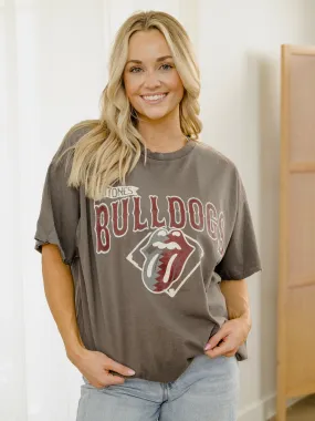 Rolling Stones MSU Bulldogs Baseball Diamond Off Black Thrifted Tee