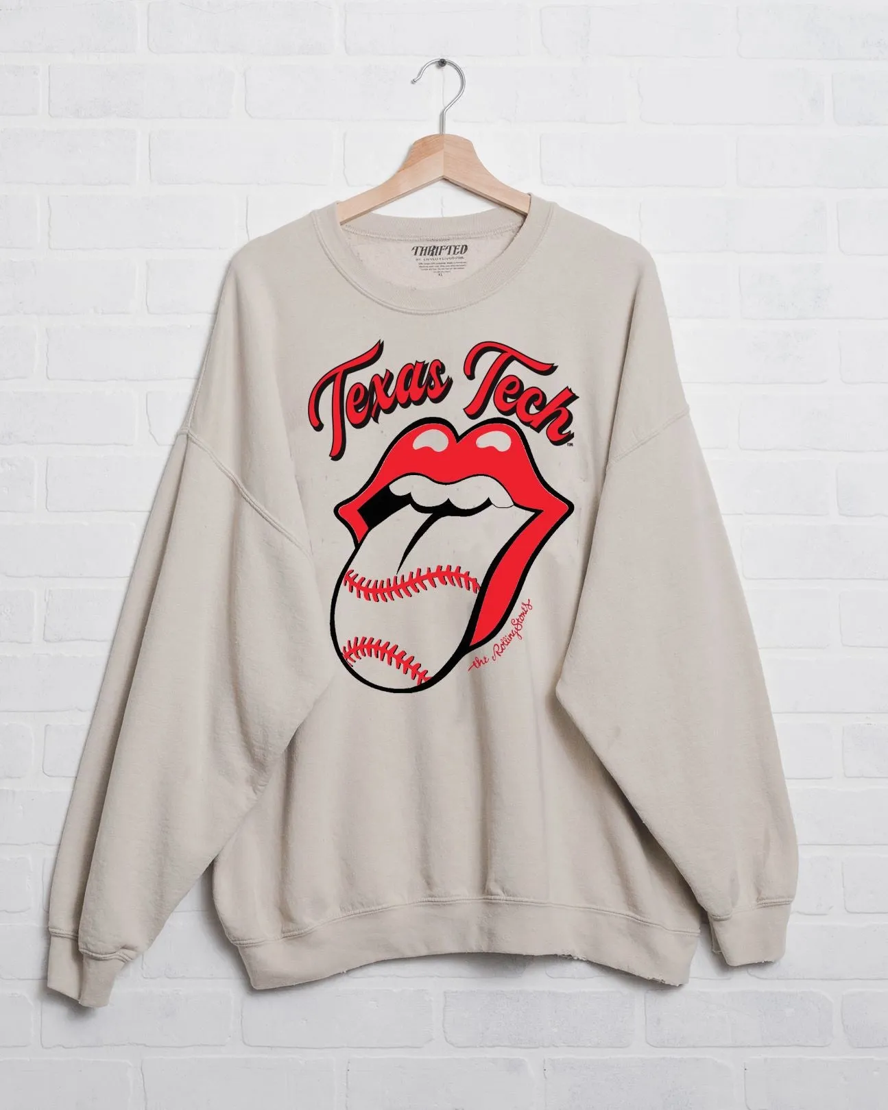 Rolling Stones Texas Tech Baseball Lick Sand Thrifted Sweatshirt