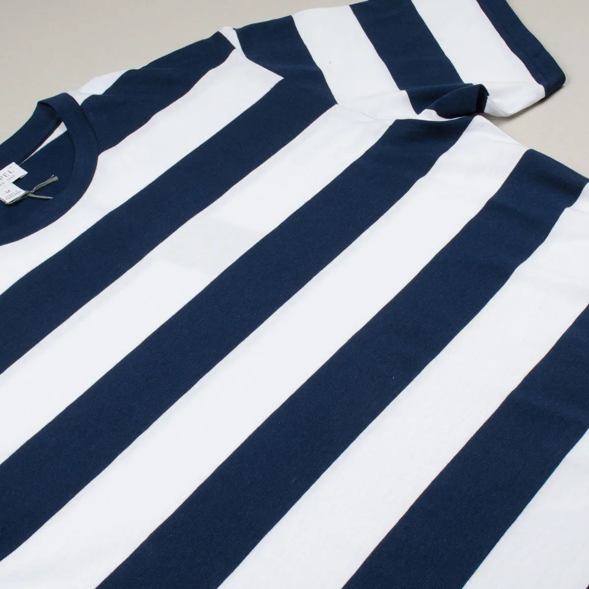 Sunspel - Short Sleeve Riviera Crew Neck T-shirt - Navy/White Stripe