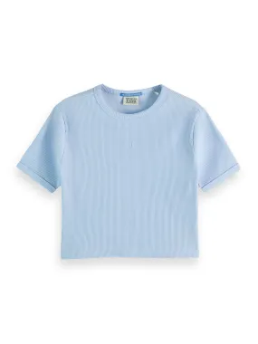 T-shirt crop bleu