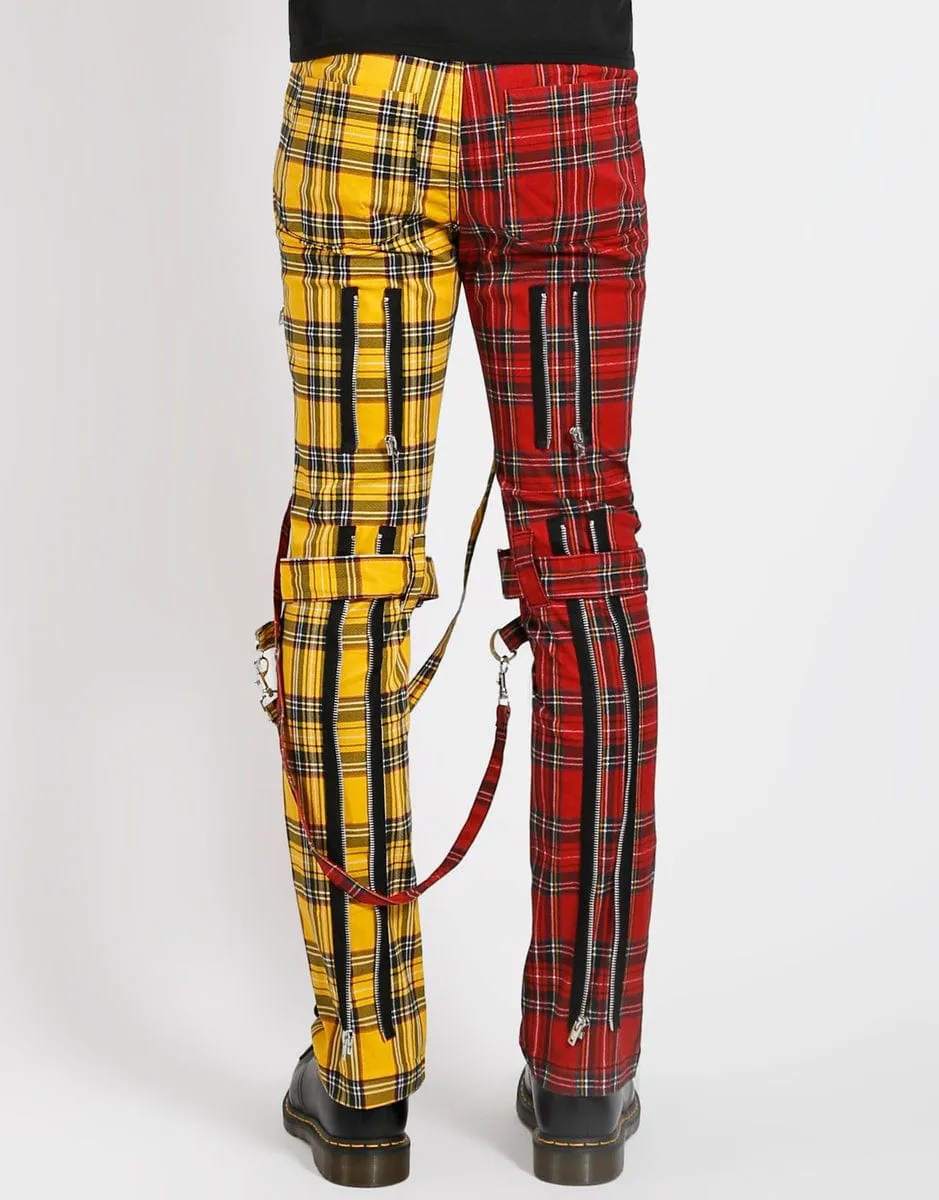 Tripp NYC Womens Split Leg Plaid Bondage Pants - Stylish Grunge Streetwear with Adjustable Straps