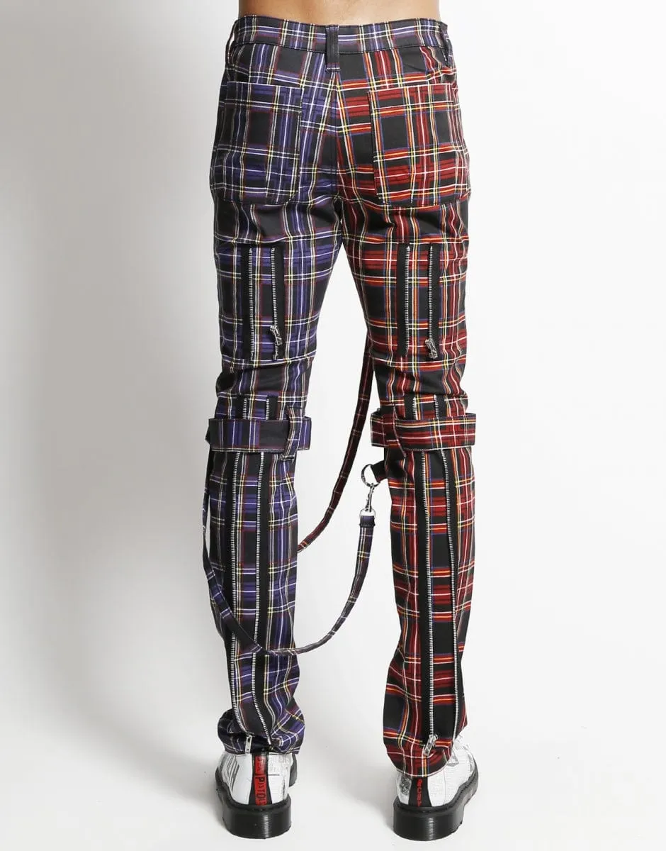 Tripp NYC Womens Split Leg Plaid Bondage Pants - Stylish Grunge Streetwear with Adjustable Straps