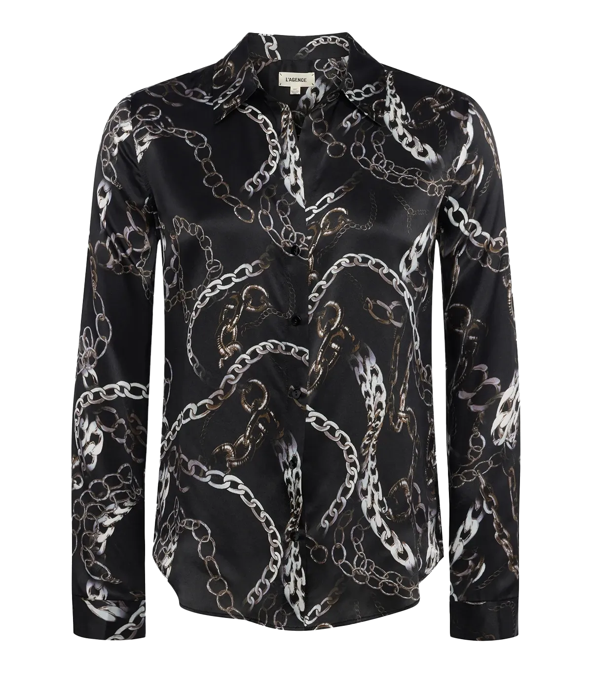 Tyler Long Sleeve Shirt in Black Multi Grunge Chain