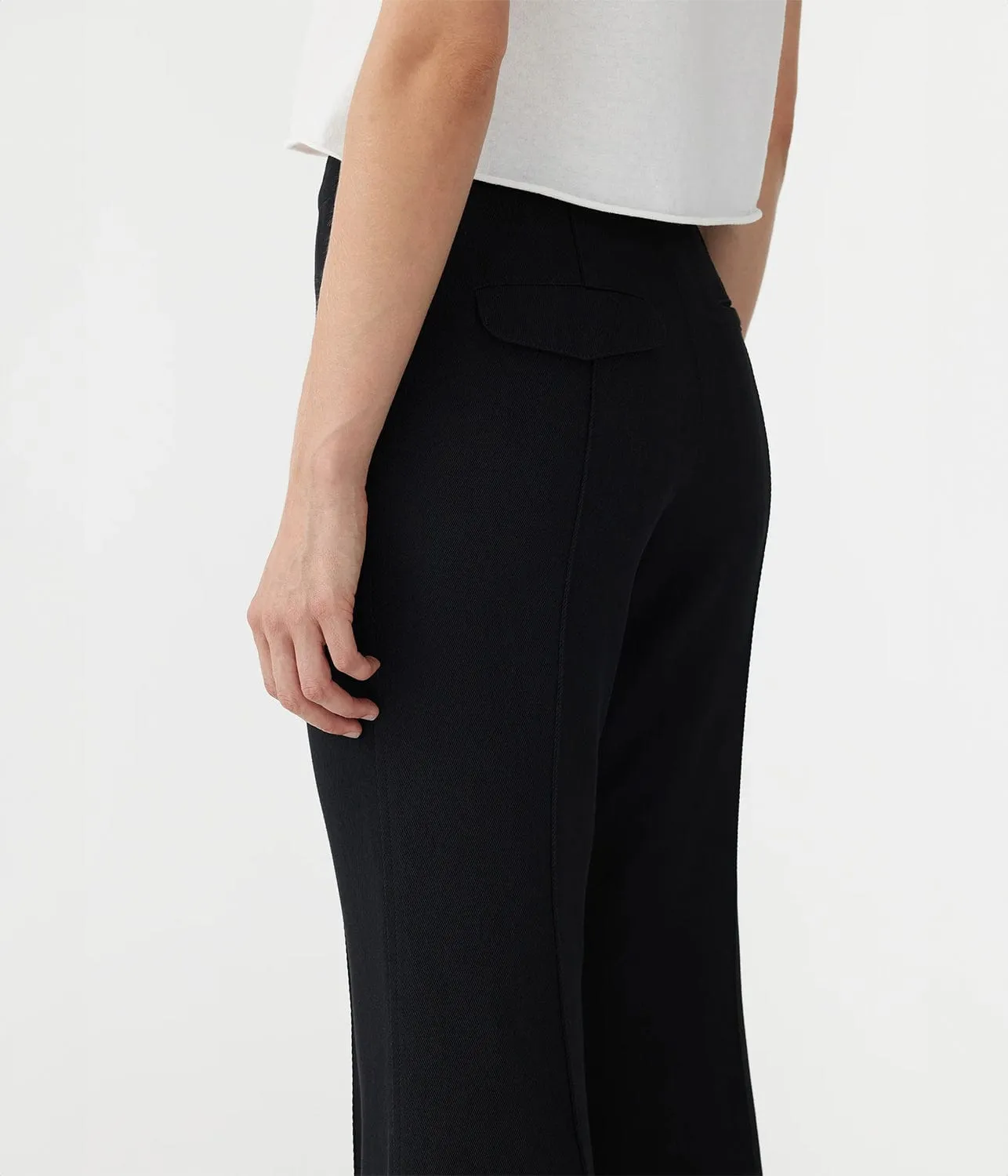 VISCOSE TWILL FLARED PANT- BLACK