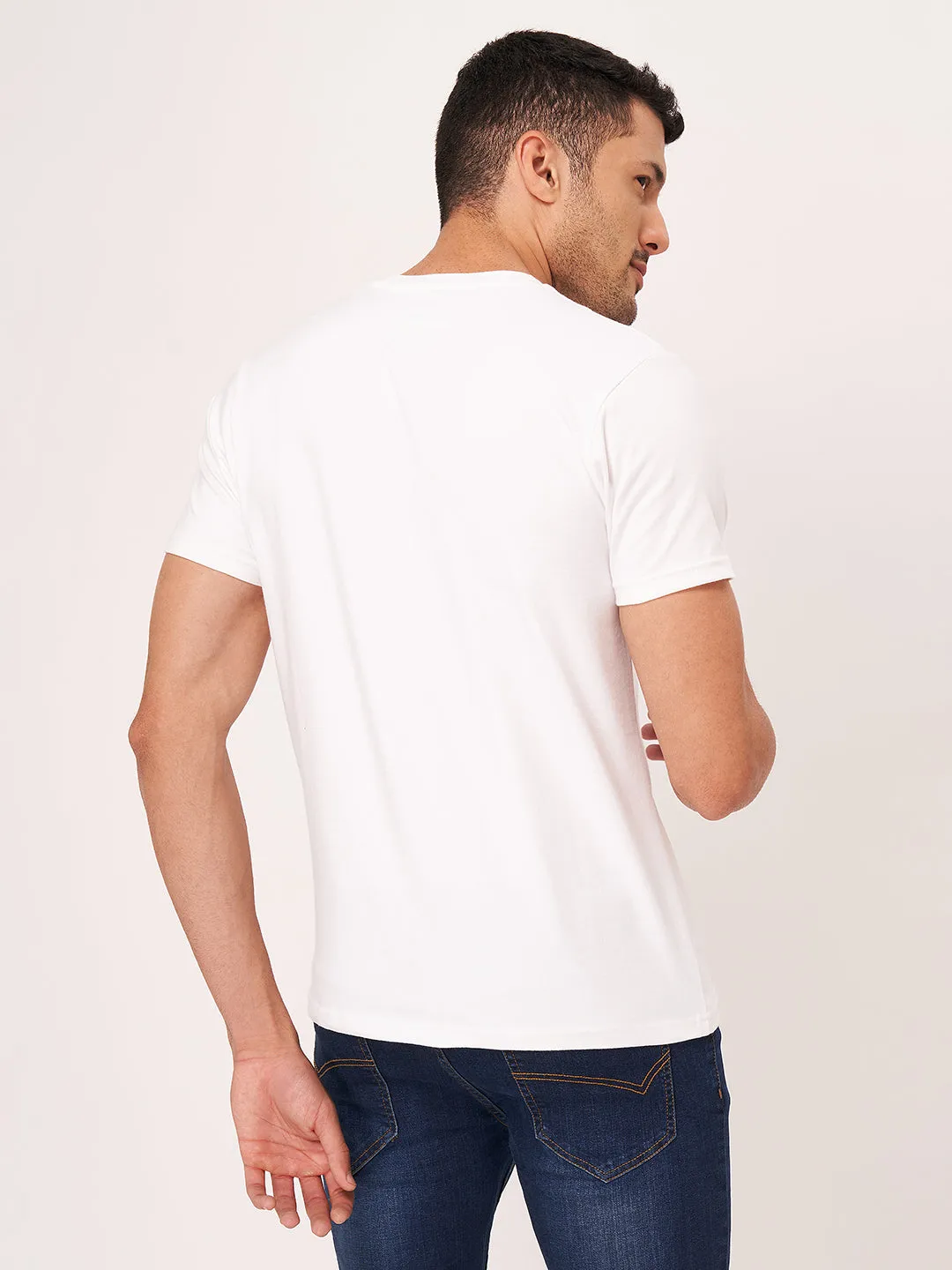 White Round Neck Half Sleeve T-shirt