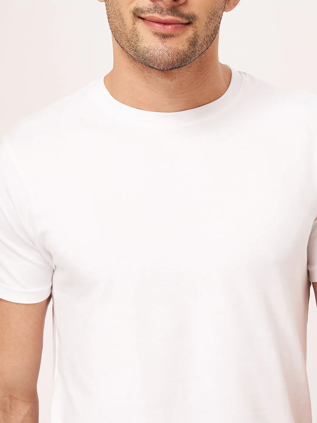 White Round Neck Half Sleeve T-shirt