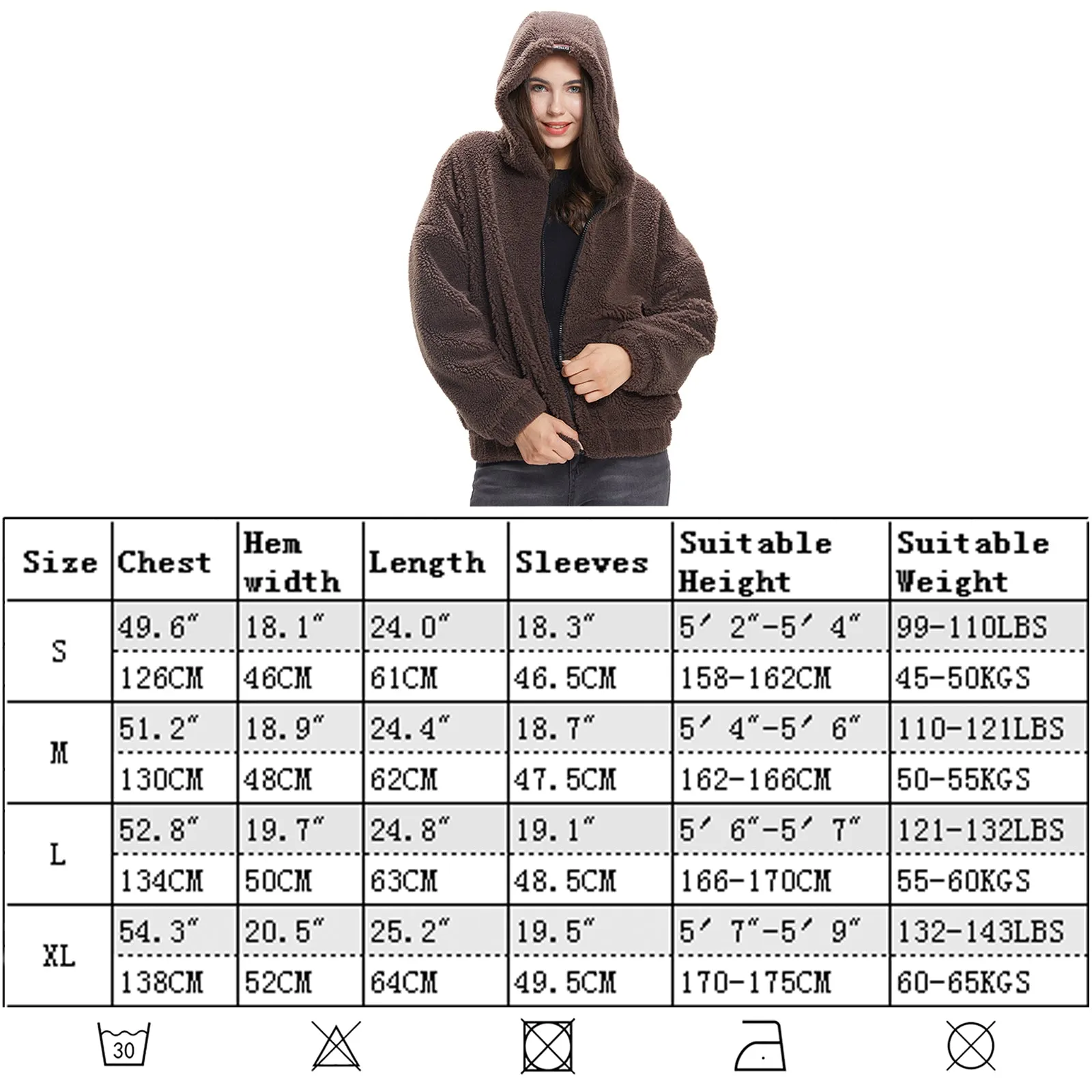 Womens Sherpa Jacket Oversized Zip Up Hoodie colours Beige, Camel, Coffee S M L XL