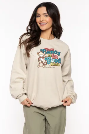 Your Candy -Bobby Jack Crew Glitter Sweatshirt - Sand